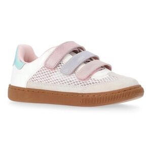 Madden NYC Girls Triple‎ Strap Mesh Sneakers White Pink Iridescent Size 6 NWT